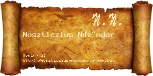 Noszticzius Nándor névjegykártya